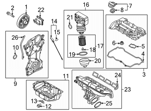 2021 Kia K5 Filters Oil Filter Complete Assembly Diagram for 263002M820