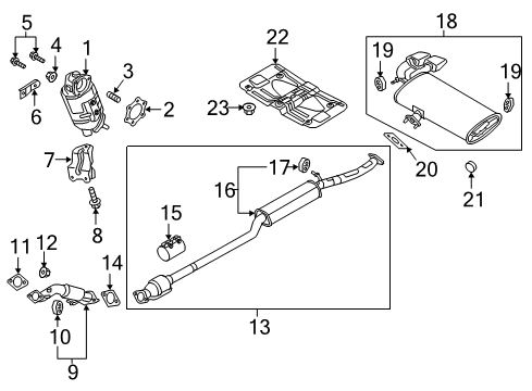 2018 Hyundai Tucson Exhaust Components Front Muffler Assembly Diagram for 28610-D3040