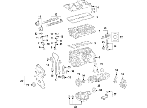 2020 Nissan Altima Engine Parts, Mounts, Cylinder Head & Valves, Camshaft & Timing, Variable Valve Timing, Oil Cooler, Oil Pan, Oil Pump, Balance Shafts, Crankshaft & Bearings, Pistons, Rings & Bearings Cover Assembly-Front, Timing Chain Diagram for 13500-5NA1A