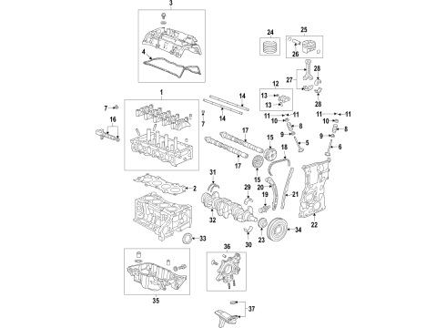 2018 Honda Civic Engine Parts, Mounts, Cylinder Head & Valves, Camshaft & Timing, Oil Pan, Oil Pump, Crankshaft & Bearings, Pistons, Rings & Bearings, Variable Valve Timing Cover Assy., Cylinder Head Diagram for 12310-6A0-A01