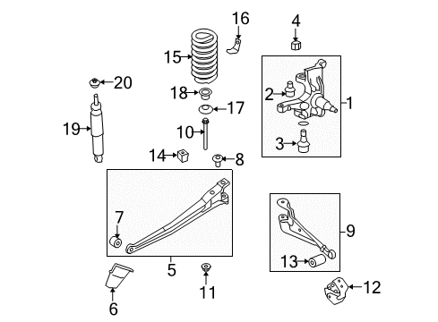 2013 Ford E-250 Front Suspension Components, Stabilizer Bar Radius Arm Diagram for BC2Z-3A360-B