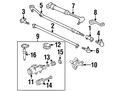 1991 Jeep Cherokee Steering Gear & Linkage Tie Rod-Drag Link Diagram for 52006592