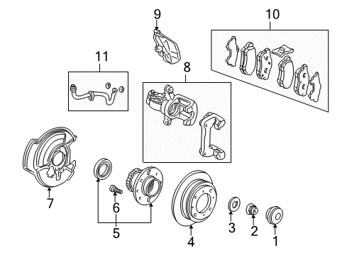 2000 Honda Civic Brake Components Shoe, Rear Brake Diagram for 43153-SR4-A02