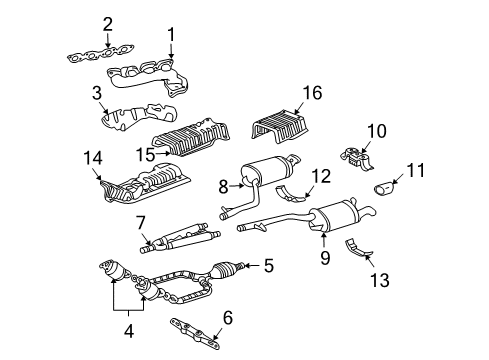 2005 Lexus LS430 Exhaust Components, Exhaust Manifold Exhaust Tail Pipe Assembly Diagram for 17440-50902