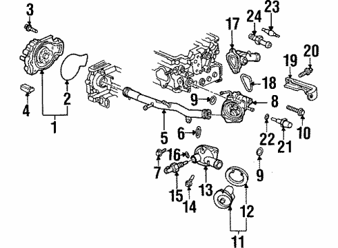 1998 Honda Prelude Powertrain Control Water Pump (Yamada) Diagram for 19200-P13-003