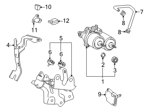 2012 Toyota Prius Hydraulic System Pump Assembly Diagram for 47070-47060