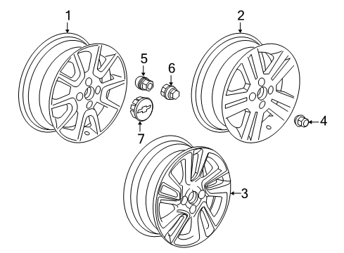 2015 Chevrolet Spark EV Wheels, Covers & Trim Wheel, Alloy Diagram for 95137597