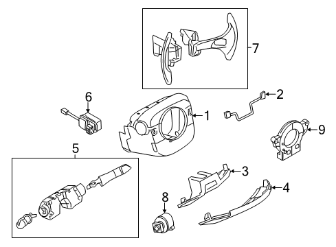 2010 Infiniti G37 Switches Steering Angle Sensor Assembly Diagram for 47945-JK00A