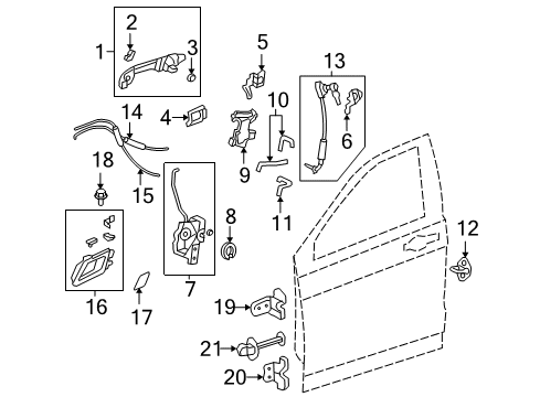 2007 Honda CR-V Front Door Protector, L. Handle (Outer) Diagram for 72170-SWA-A01