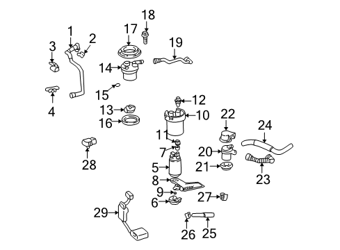 2003 Toyota Celica Filters Seal, Fuel Pump Filter Diagram for 23239-21010
