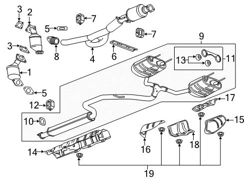 2018 Chevrolet Impala Exhaust Components Muffler & Pipe Diagram for 23405786