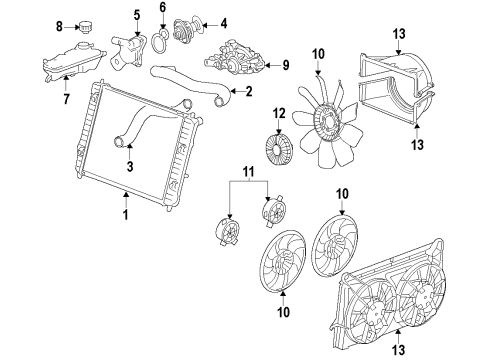 2009 GMC Yukon XL 2500 Cooling System, Radiator, Water Pump, Cooling Fan Water Pump Assembly Gasket Diagram for 12630223