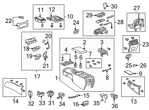 2012 Lexus LS600h Traction Control Components Knob Sub-Assembly, Shift Diagram for 33504-50140-B1