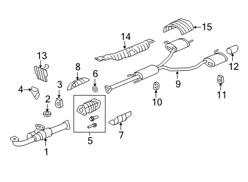 2010 Honda Pilot Exhaust Components Rubber, Exhuast Mounting Diagram for 18215-SHJ-A11