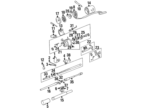 1994 Jeep Cherokee Cruise Control System Joint-Steering Column Pivot Diagram for 4147365