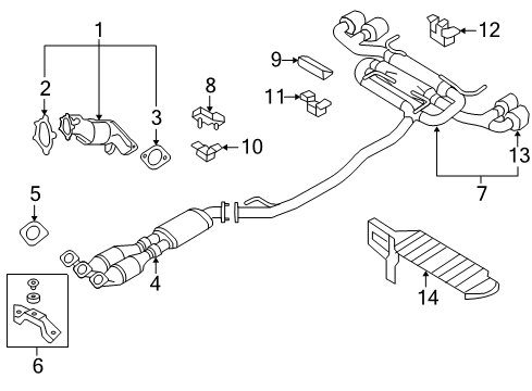 2020 Nissan GT-R Exhaust Components Diffuser Assy Diagram for 20080-6HT0A