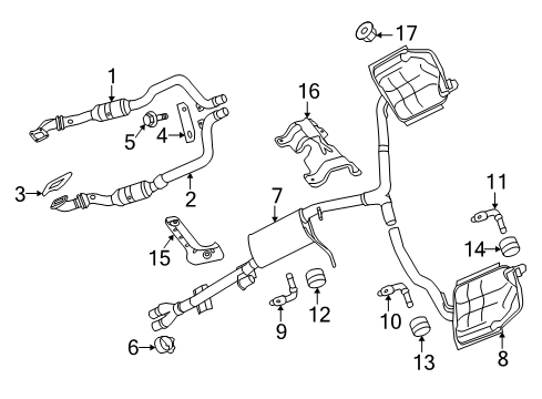 2020 Dodge Charger Exhaust Components Front Catalytic Converter And Pipe Diagram for 68038393AJ
