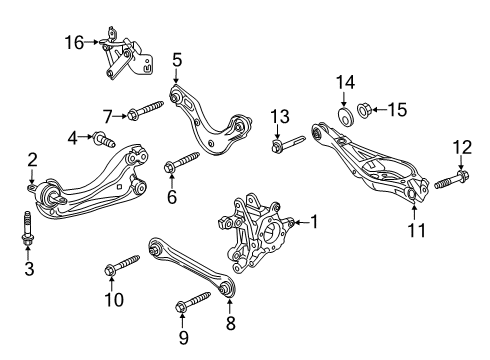 2017 Honda Civic Rear Suspension Components, Lower Control Arm, Upper Control Arm, Ride Control, Stabilizer Bar Knuckle, Right Rear Diagram for 52210-TGH-A01