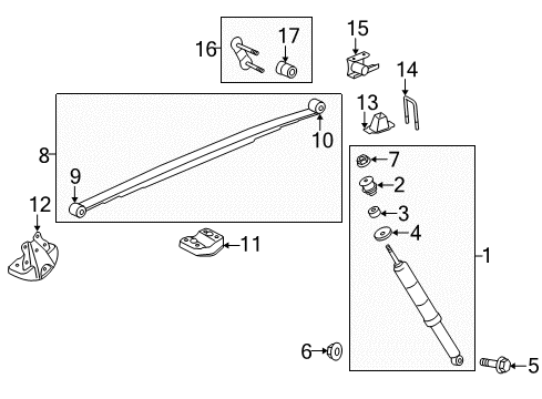 2014 Toyota Tundra Rear Suspension Leaf Spring Assembly Front Bushing Diagram for 90389-A0008