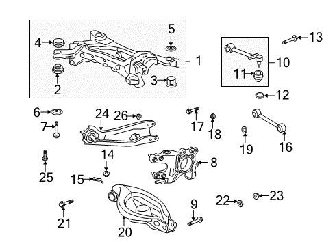 2008 Acura MDX Rear Suspension Components, Lower Control Arm, Upper Control Arm, Ride Control, Stabilizer Bar Arm Assembly, Left Rear (Upper) Diagram for 52400-STX-A01