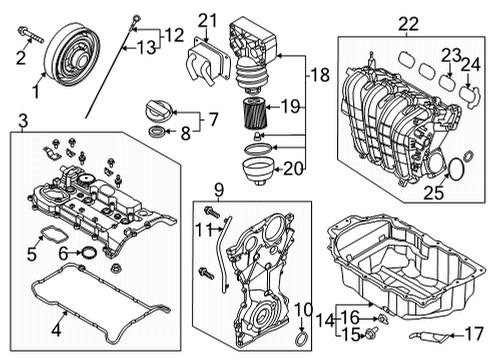 2020 Hyundai Sonata Engine Parts Oil Filter Assembly Diagram for 26310-2S000