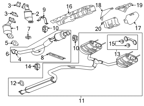 2018 Cadillac XTS Exhaust Components Muffler & Pipe Diagram for 84289386