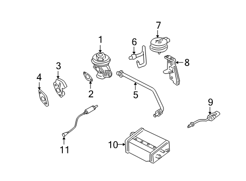 2002 Nissan Xterra Emission Components Positive Crankcase Ventilation Control Valve Assembly Diagram for 11810-F0502