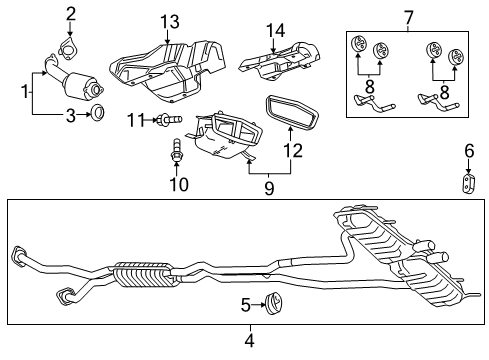 2012 Cadillac CTS Exhaust Components Muffler & Pipe Diagram for 22882839