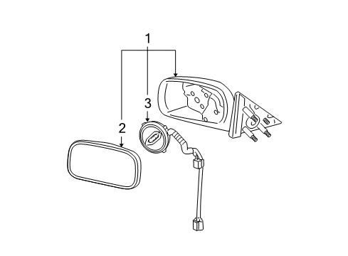 2009 Buick Lucerne Outside Mirrors Mirror Assembly Diagram for 20803164