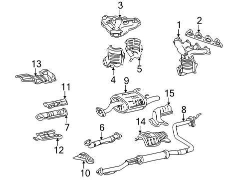 1998 Honda Civic Exhaust Components Muffler Set, Exhuast Diagram for 18030-S00-C20