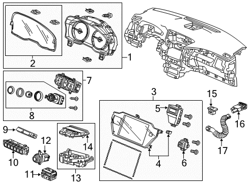 2017 Acura RLX Cluster & Switches, Instrument Panel Meter Assembly Combination Diagram for 78100-TY2-A15