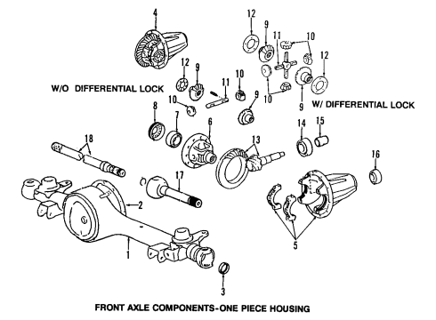 1996 Toyota Land Cruiser Front Axle, Differential, Propeller Shaft Differential Carrier Diagram for 41110-60371