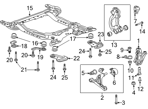 2019 Buick Envision Front Suspension Components, Lower Control Arm, Stabilizer Bar Pin-Steering Knuckle King Diagram for 23315420