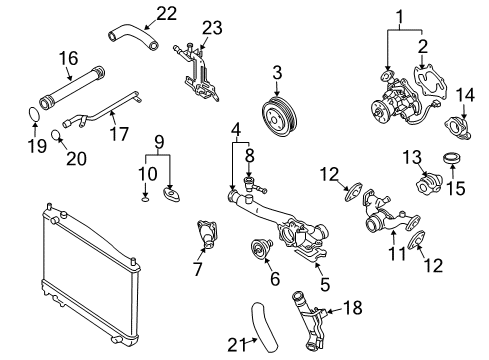 2004 Infiniti FX45 Water Pump Washer Outlet Diagram for 11062-AR001