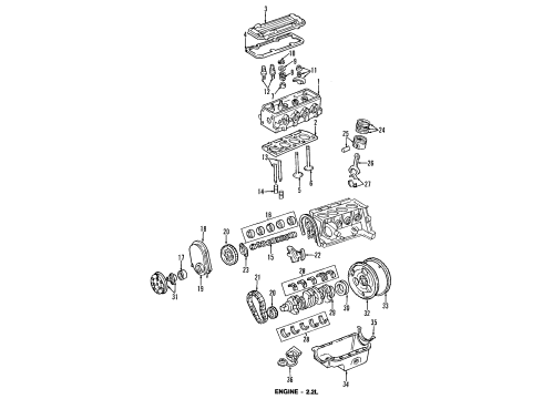 1995 GMC Sonoma Engine Parts, Mounts, Cylinder Head & Valves, Camshaft & Timing, Oil Cooler, Oil Pump, Balance Shafts, Crankshaft & Bearings, Pistons, Rings & Bearings Pan Asm-Oil Diagram for 24576441