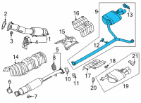 OEM Kia K5 Rear Muffler Assembly, Right Diagram - 28711L3900