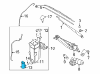 OEM Front Windshield Washer Motor & Pump Assembly Diagram - 98510-3T500