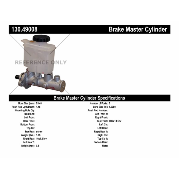Centric Premium Brake Master Cylinder 130.49008