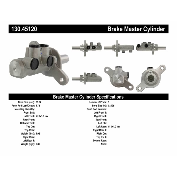Centric Premium Brake Master Cylinder 130.45120