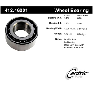 Centric Premium™ Front Passenger Side Inner Double Row Wheel Bearing for Mitsubishi - 412.46001
