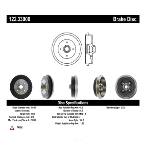 Centric Premium Rear Brake Drum for Audi - 122.33000
