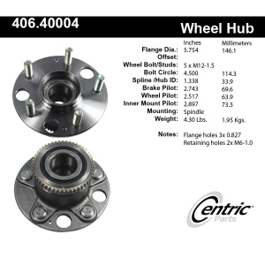 Centric C-Tek™ Rear Driver Side Standard Non-Driven Wheel Bearing and Hub Assembly for Acura - 406.40004E
