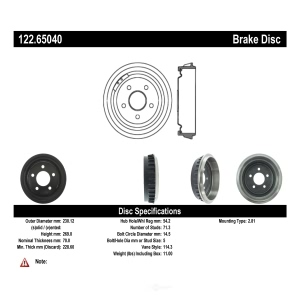 Centric Premium Rear Brake Drum for Mazda - 122.65040