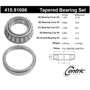 Centric Premium™ Front Driver Side Inner Wheel Bearing and Race Set for Chevrolet El Camino - 410.91006