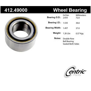 Centric Premium™ Front Driver Side Double Row Wheel Bearing for Daewoo - 412.49000