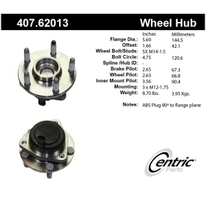 Centric Premium™ Front Passenger Side Non-Driven Wheel Bearing and Hub Assembly for Pontiac - 407.62013