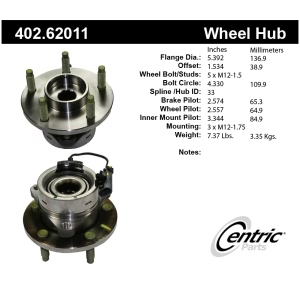 Centric Premium™ Front Passenger Side Driven Wheel Bearing and Hub Assembly for Saturn - 402.62011