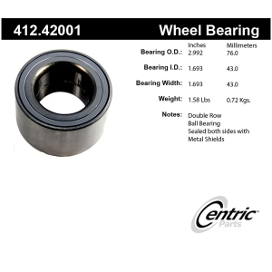 Centric Premium™ Front Passenger Side Double Row Wheel Bearing for Nissan - 412.42001