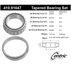 Centric Premium™ Rear Passenger Side Outer Wheel Bearing and Race Set for Chevrolet - 410.91047