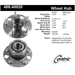 Centric Premium™ Wheel Bearing And Hub Assembly for 1997 Honda Odyssey - 406.40020
